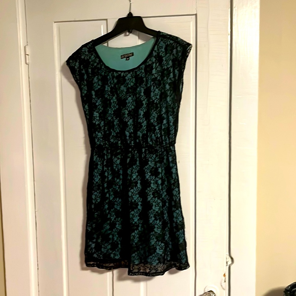 Green dress with lace overlay